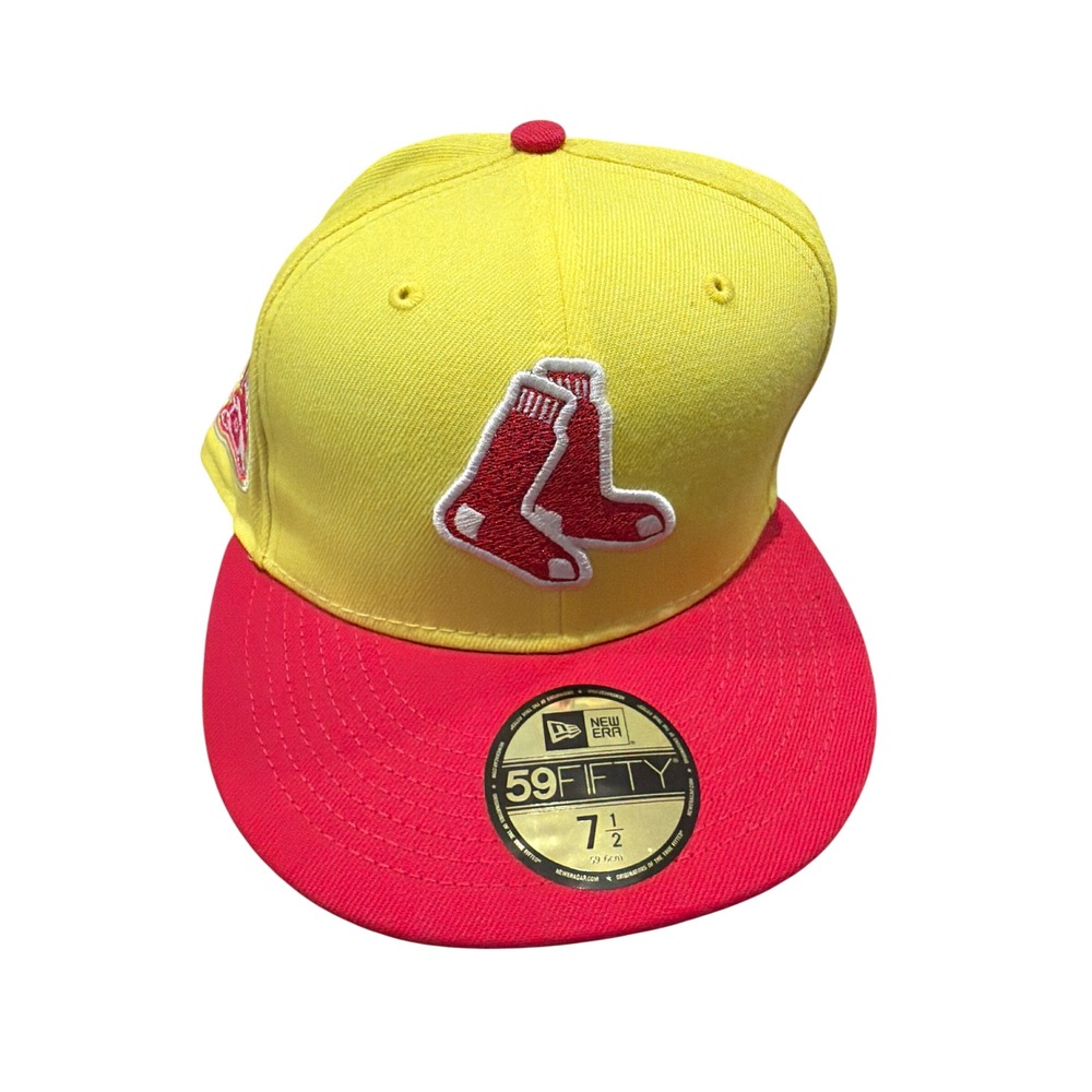 New Era 59FIFTY Boston Red Sox Hat 7 1/2 Yellow Red 1999 All Star Game Patch